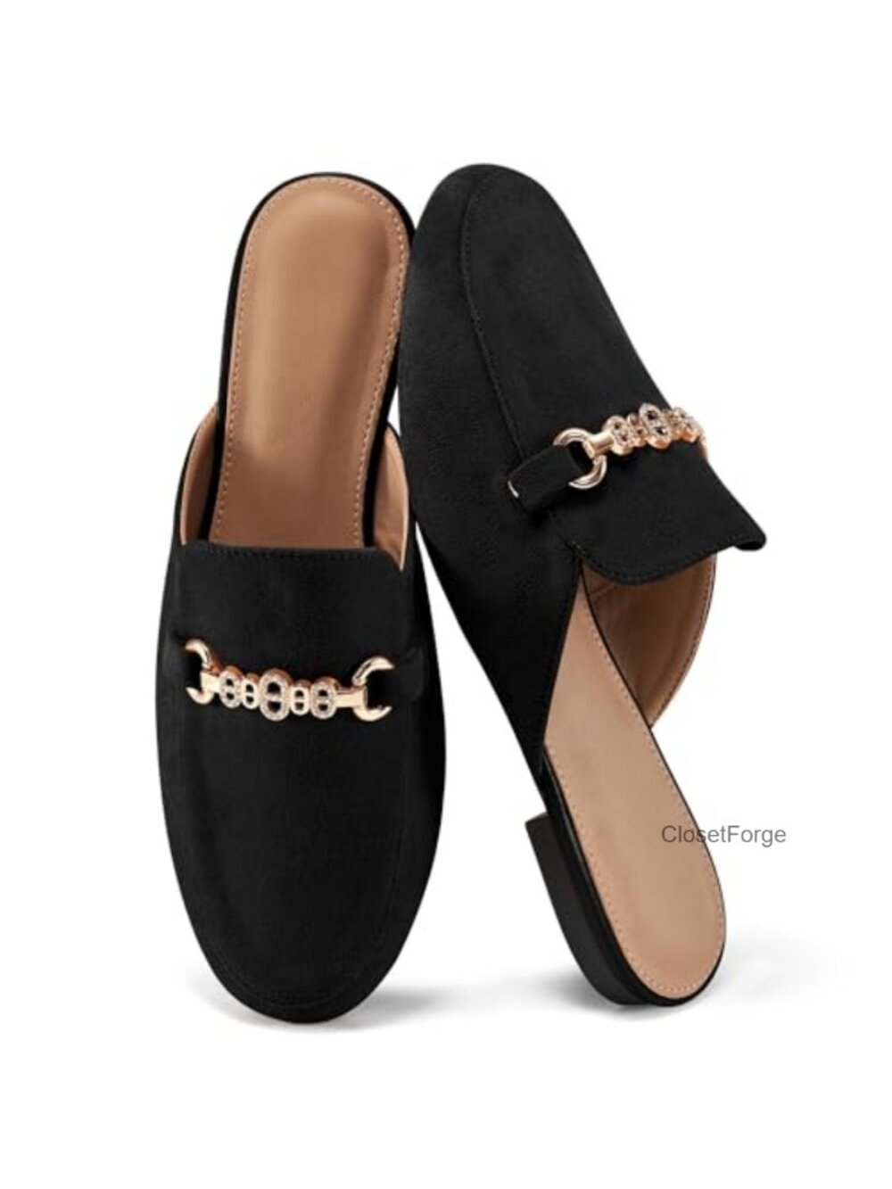 Faux Suede Buckle Mules for Women Ultra-Lightweight Slip On Comfortable